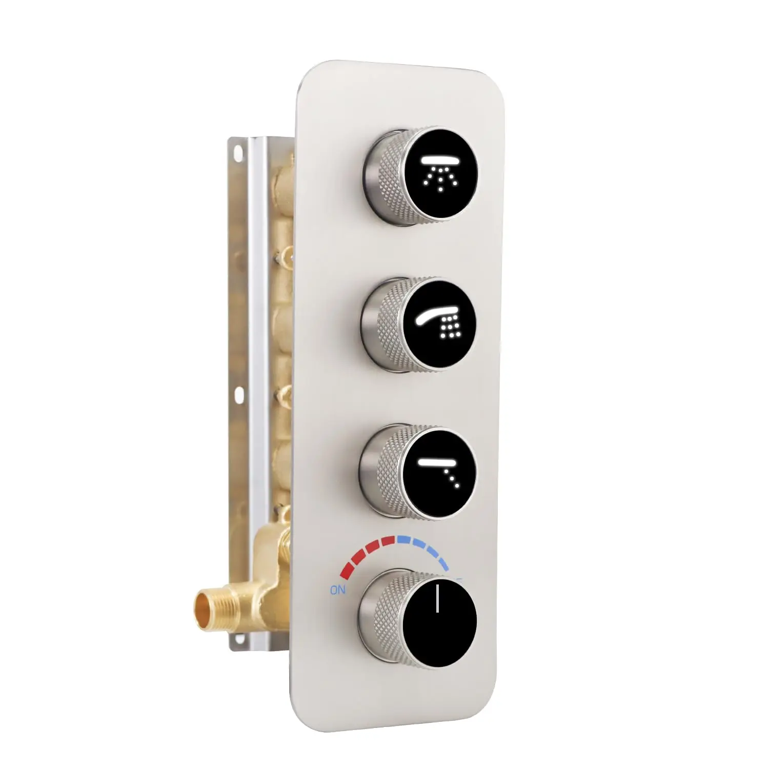 3-way Shower Splitter Valve With Led Indicator, All Options Can Be Used At Once, 3-function Shower Mixer Valve NPT 1/2 Inch