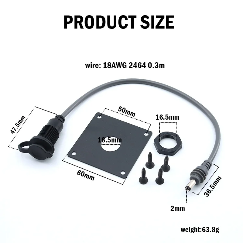 Waterproof Wall Socket Passthrough for Starlink Min DC 5.5 X 2.1 Female Connector Power Outlet for Car RVs Trucks Boat Battery