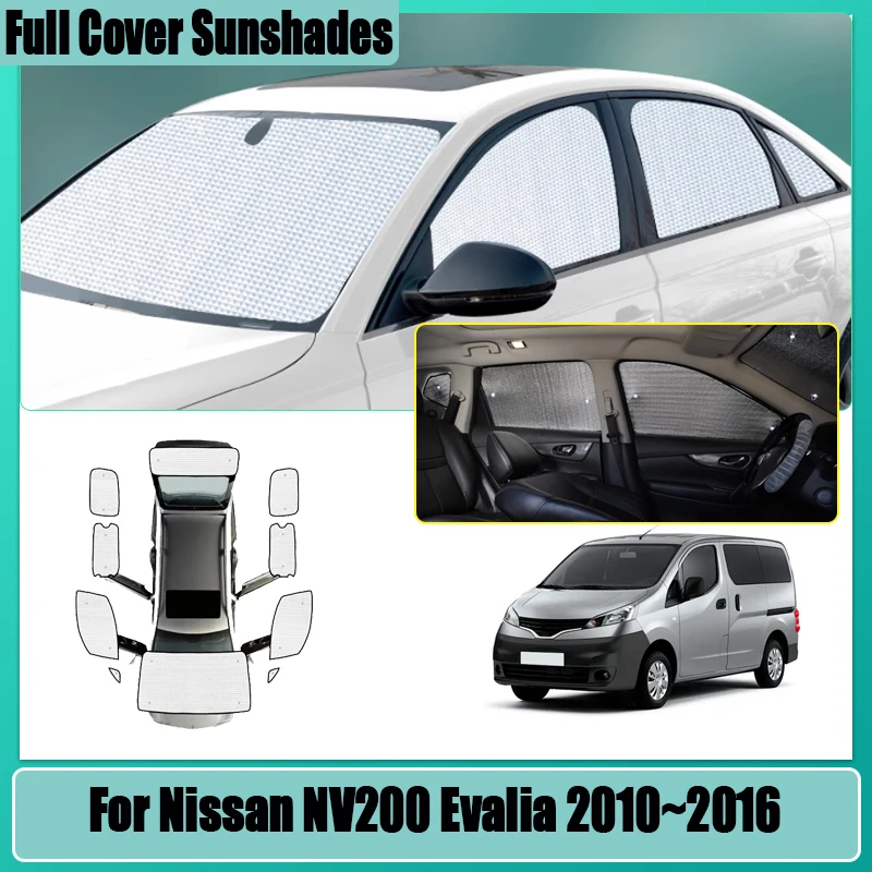

Для Nissan NV200 Evalia Vanette 2010-2016: Полные солнцезащитные шторки для автомобиля, защита от солнца и ветра, теплоизоляция, анти-УФ-защита, аксессуары для визора