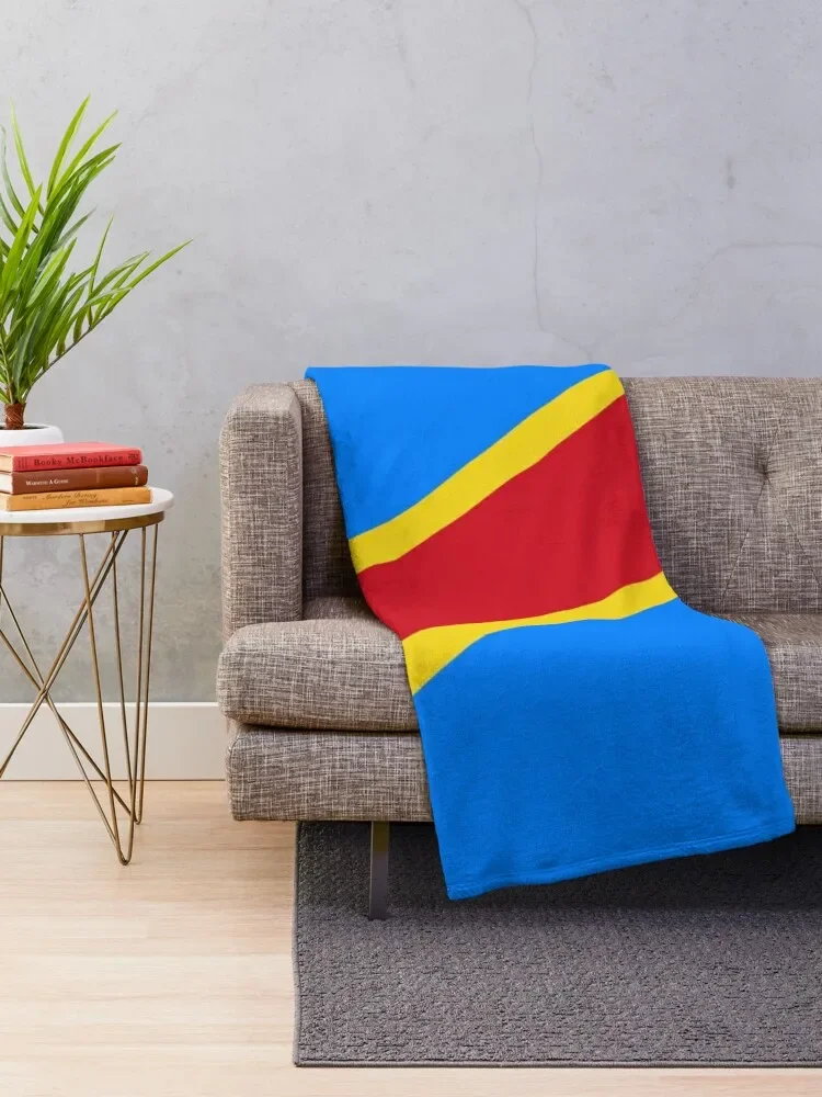 Superb Flag of the Democratic Republic of Congo and its blue, yellow and red colors. Throw Blanket