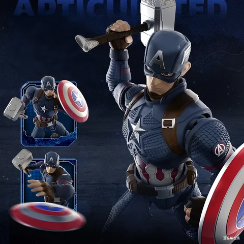 I lager Original BLOKEES Aciton Figur Captain America Thor Iron Man MK85 Tony Stark Ledrörlig Filmdocka Monteringsleksaker 8 best sales Kapten Amerikas actionfigur - №5