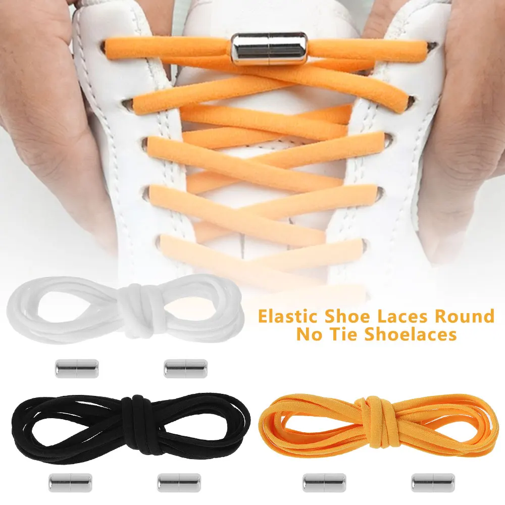 1Pair Elastic No Tie Shoelaces Round Shoe Laces Elastic Lock Fast Lacing Lazy Lace For Kids and Adult Sneakers Shoelace