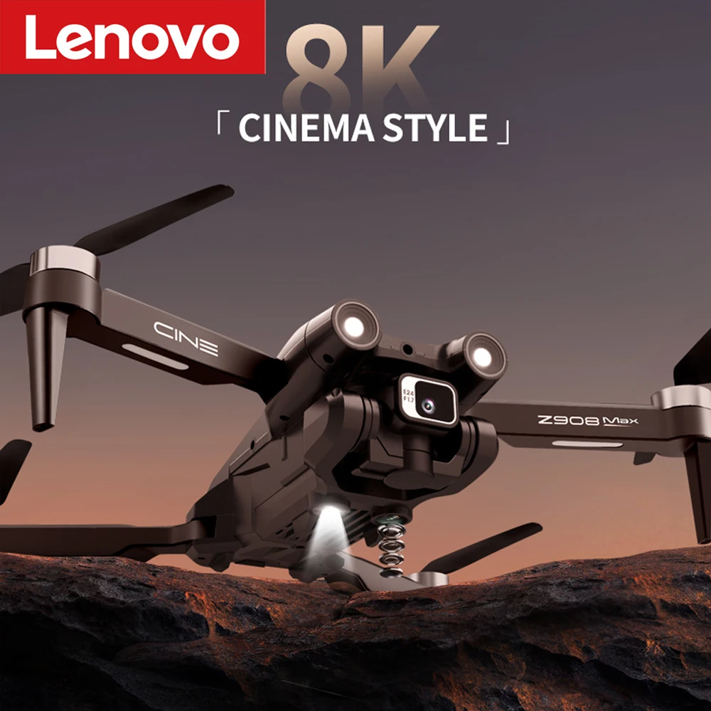 Lenovo-Z908 Pro Max Drone Profissional, 8K HD Câmera Dupla, Fluxo Óptico, Evitar Obstáculos, Sem Escova, Quadcopter Dobrável, RC, 9000m