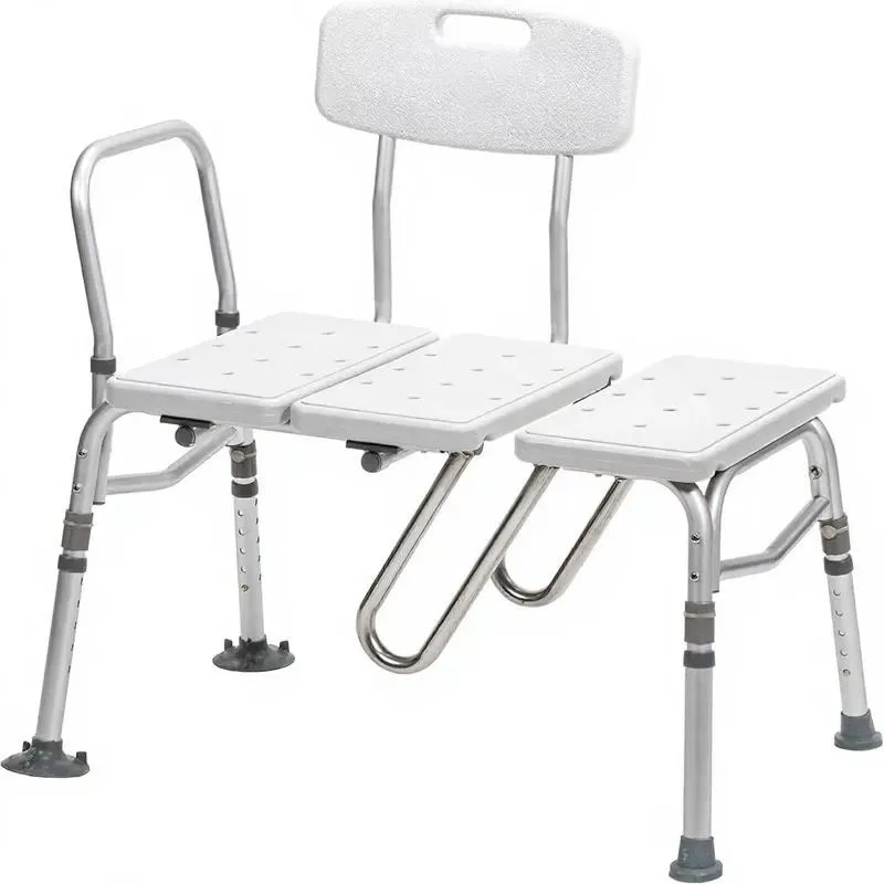 Lightweight Aluminum Bath Transfer Stool Height Adjustable Shower Chair Non Slip Tub Seat for Elderly Disabled