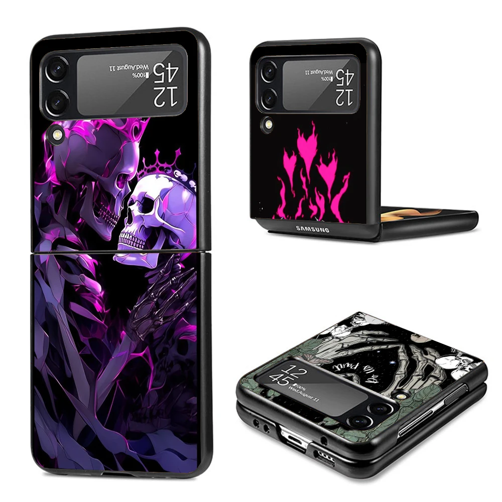 Anatomy Skeleton Heart Lovey Kiss Cases For Samsung Galaxy Z Flip 4 5 6 3 Z Flip6 Flip4 Flip5 Flip3 ZFlip6 ZFlip5 5G Hard Shockp