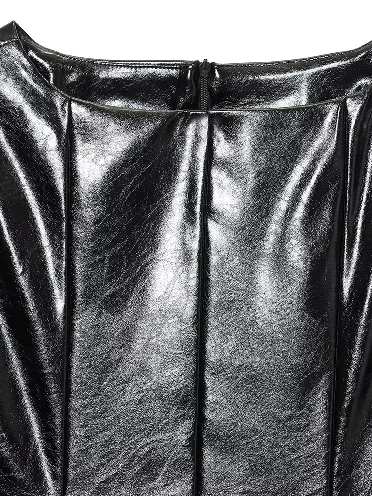 Haut de ceinture sans manches pour femmes, style européen, mode polyvalente, tempérament, couleur unie, coupe cintrée, effet imitation cuir