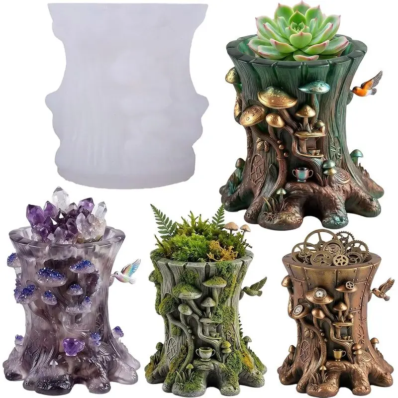 1. Moules en forme de tronc de champignon, emballés, adaptés aux processus de moulage en résine époxy, pour la fabrication de bougeoirs, de pots de fleurs pour plantes succulentes, de bocaux de rangement pour bijoux, etc.