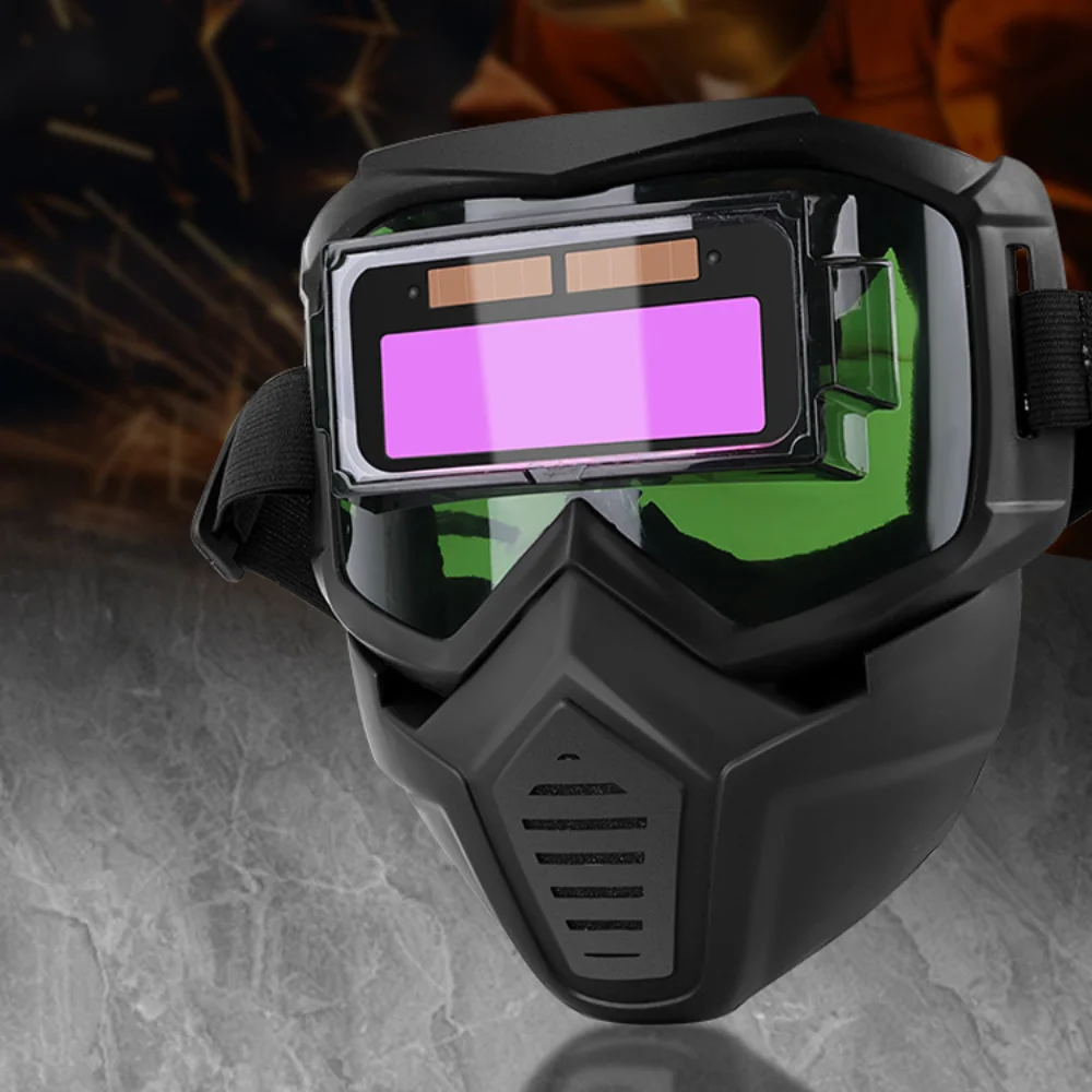 Auto Darkening Welding Glasses Detachable Split Type Face Shield Impact Resistant Adjustable Band Face Protector