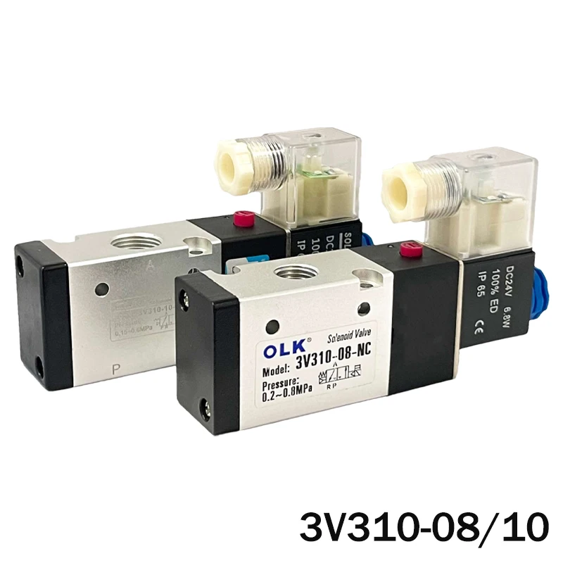 

3V310-08/10 Pneumatic Solenoid Control Valve Normally Closed/Open 3/2 Way With Fittings DC12V 24V AC110V 220V Coil Volt