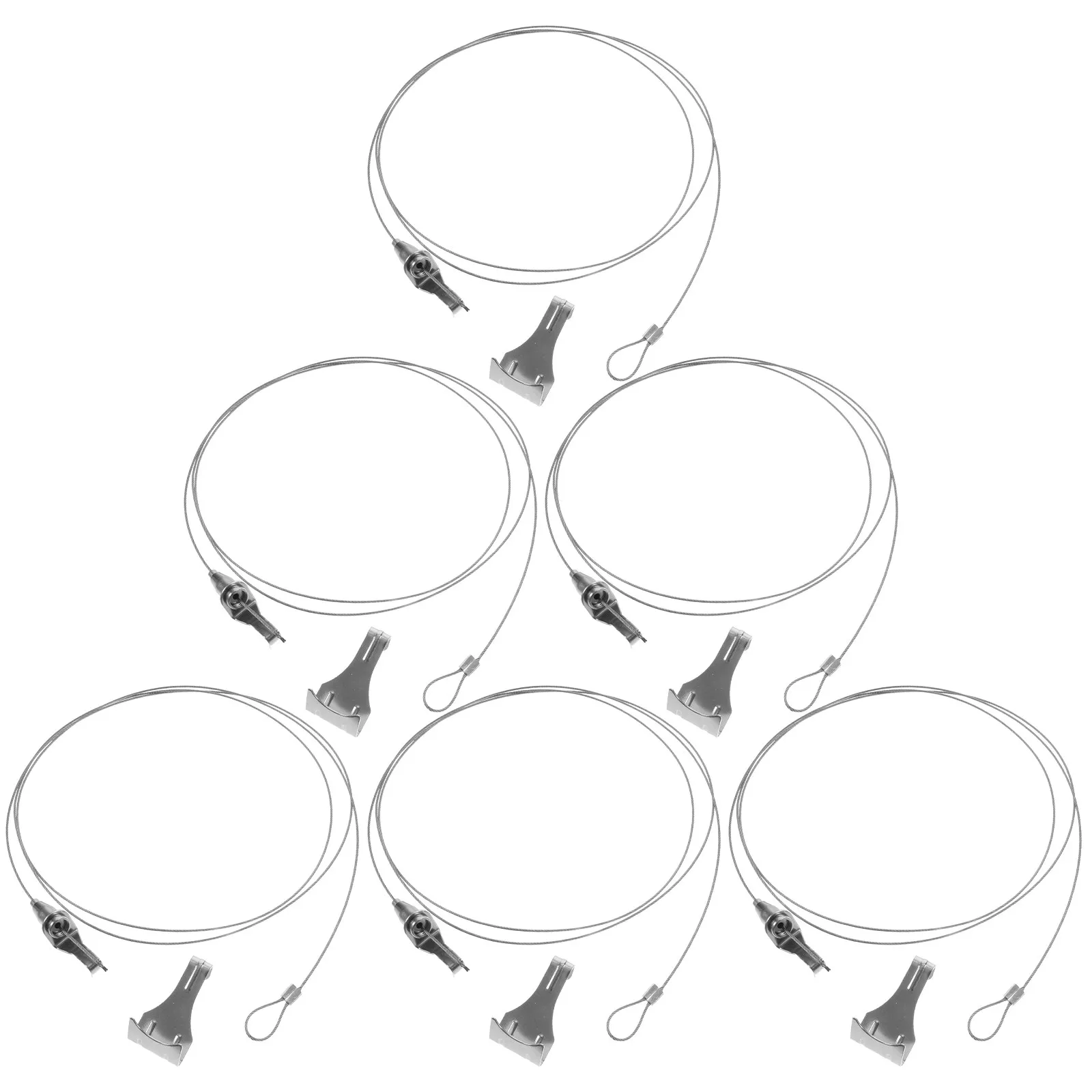 6Sets Picture Rail Hanging Kit For For Display Office Decor Adjustable Hooks Wire System Strong Steel Hotel Photo