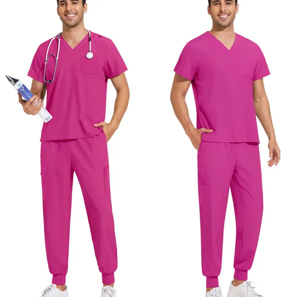 For Niaahinn Medical Scrub Set Unisex Nursing Uniform V Neck Short Sleeve Comfortable Breathable Hospital Work Outfit