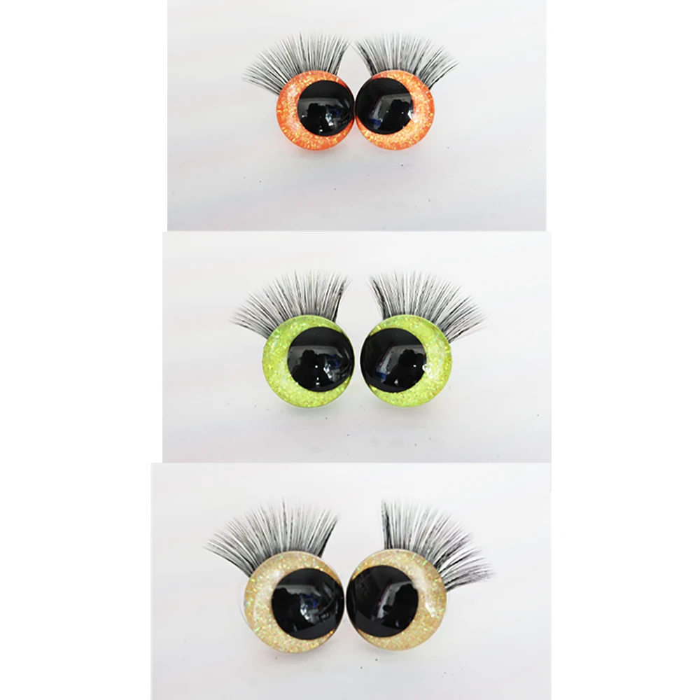 

20pcs/lot 12mm 14mm 16mm 18mm 20mm 25mm 30mm 3D comical glitter toy eyes with pupil eyes eyelashtray-color option -C11