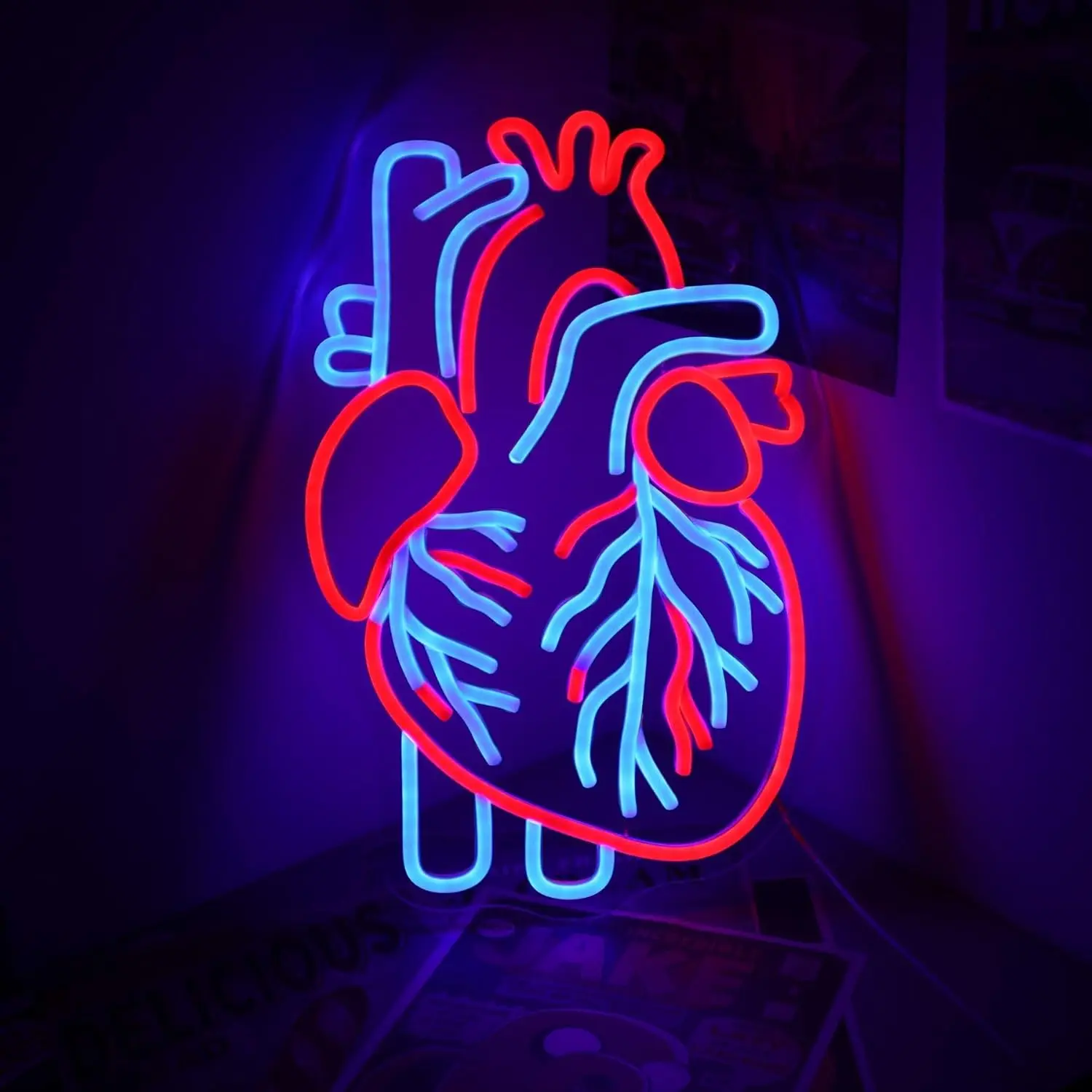 

﻿ Heart Neon Sign USB Powered Anatomical Led Light for Classroom Bar Party Kids Room Gaming Room Bedroom Decoration Gift