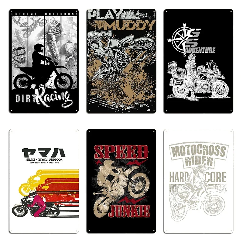 Extreme play muddy Motocross Dirt Biker Motorcycle Metal Plaque Living Room Garage Character Decoration Designing Tin Poster