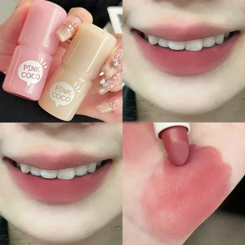 Rosa coco batom fosco à prova dwaterproof água veludo lábio esmalte matiz copo antiaderente duradouro hidratante sexy batom vermelho lábios nus maquiagem