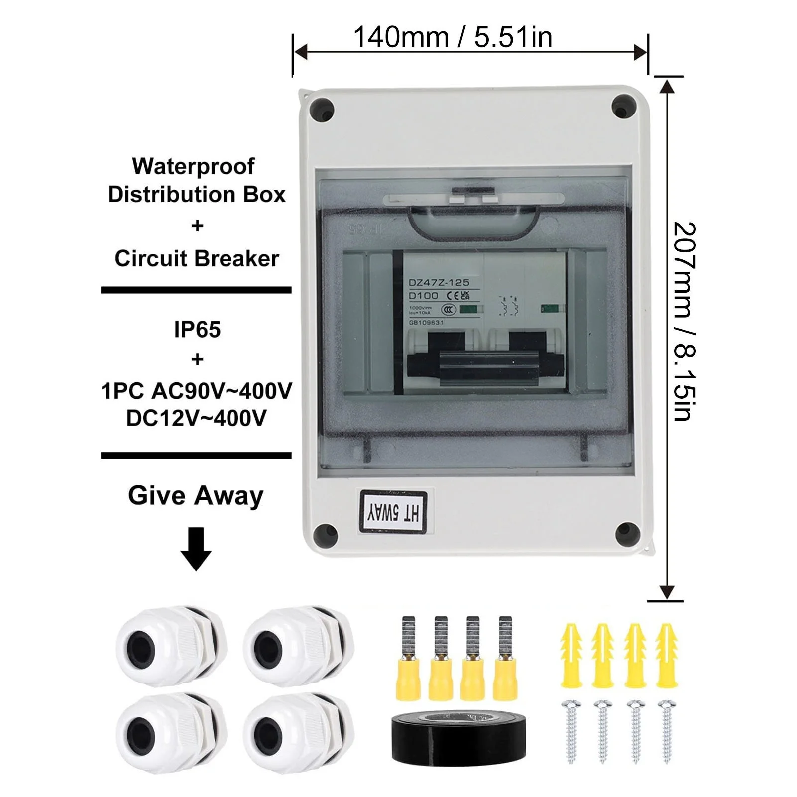SG DC Miniature Circuit Breaker 2P 10A 1000V Disconnecting Switch IP65 Waterproof for Solar PV System