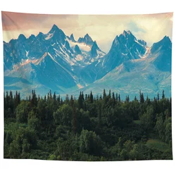 Wall Hanging Tapestry Psychedelic Nature Mountain Seascape Fog Forest Landscape Printed  Living Room Bedroom Home Decor