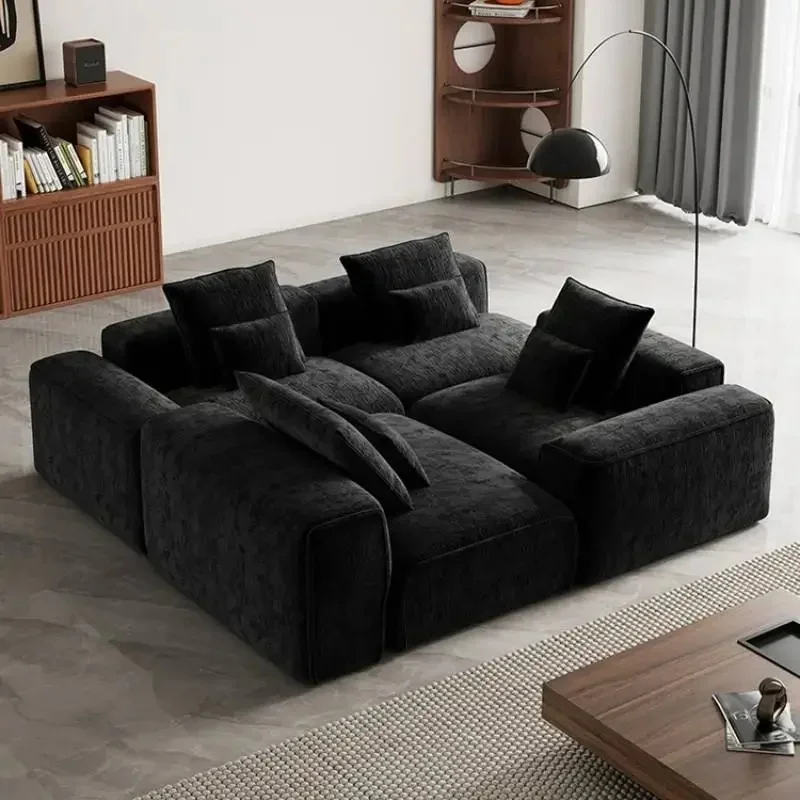 Modern Black Reclining Sofa for Living Room and Bedroom, Compressed Lounge Couch, Stylish Home Furniture