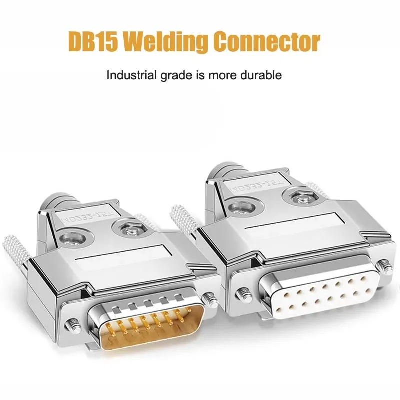 Metal DB15 Soldering Connector Industrial D-SUB Parallel 15Pin Male Female Head DB 15 Pin 2-row Welding Wire Plug with Shell