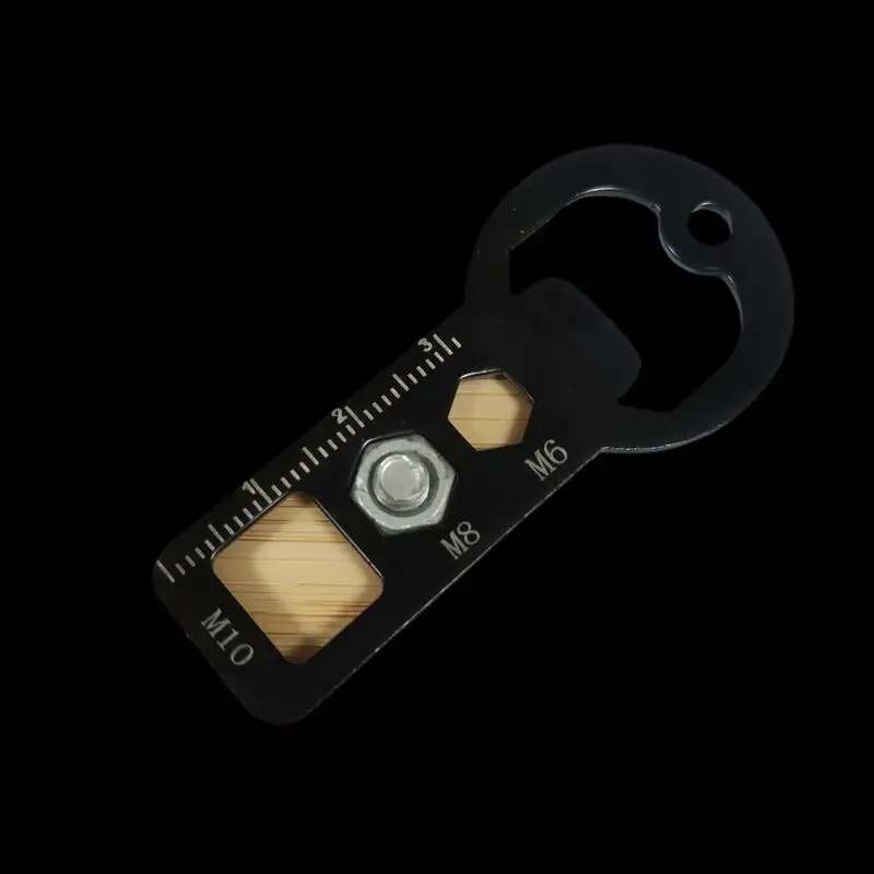 Multifunctional EDC Keychain Tool - Bottle Opener, Hex Wrench (M6/M8/M10), Ruler & Seat Belt Buckle, Stainless Steel Multi-Tool