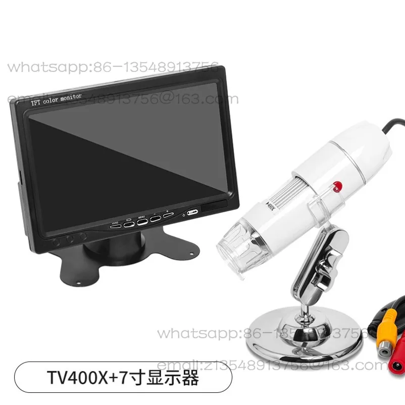 TV with screen AV interface high definition digital electron microscope 400X-1000X high magnifying glass with 7 inch screen