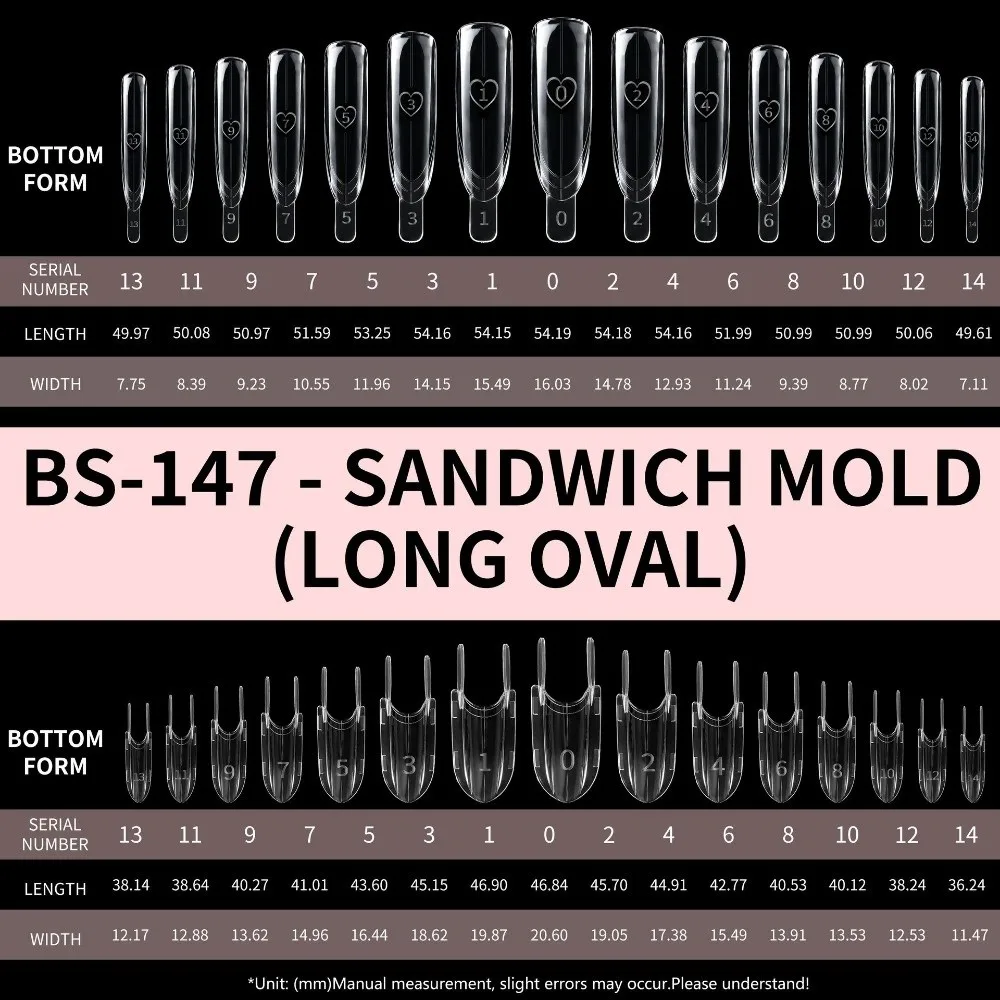 120pcs Rocket Shape Sandwich Dual Nail Form Clear Full Cover Nail Art Extension Reusable DIY Nail Art Dual Nail Molds