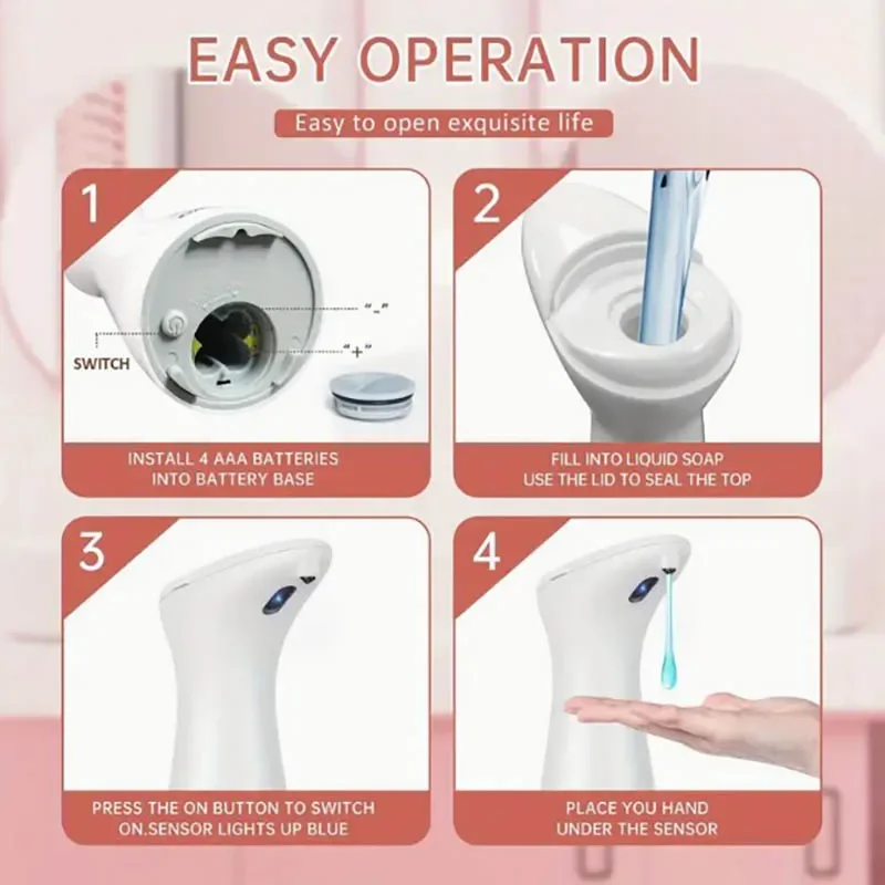 Automatic Sensor Soap Dispenser White High Quality Abs Waterproof Hand Soap Sensor Bathroom Smart Wash Handpiece