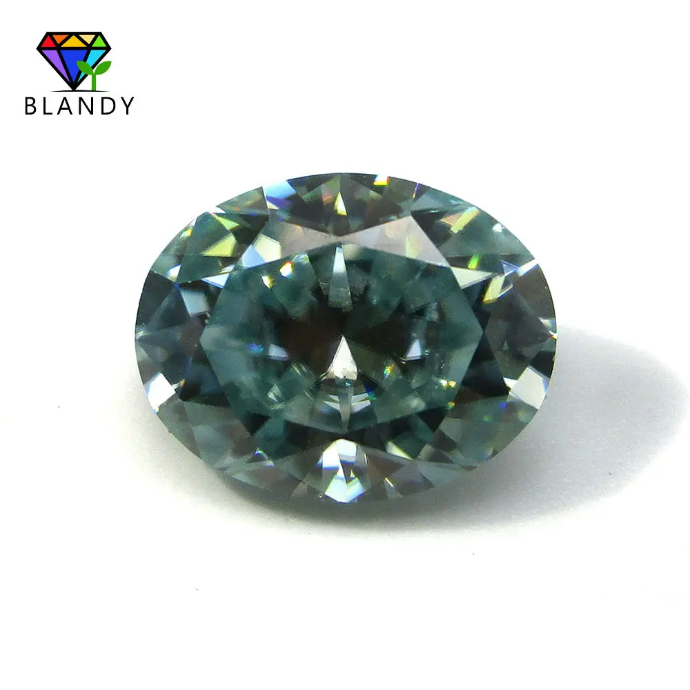 

Oval cut 1.0ct to 3.0ct Loose Moissanite Stone Blue Green Color 100% Real Lab Diamond Gemstone For Fine Jewelry