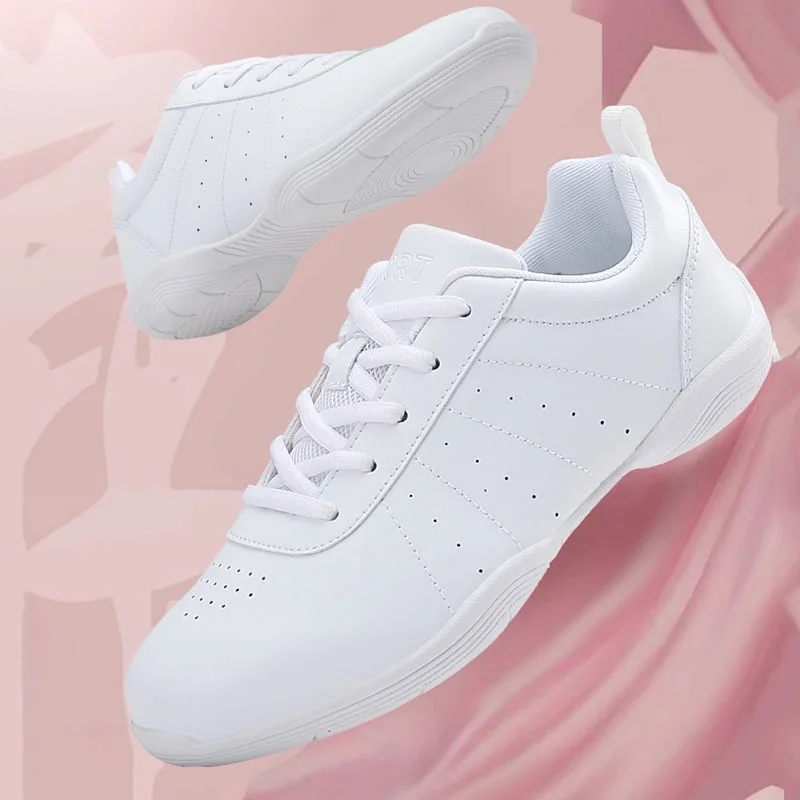 Girls White Cheer Shoes Trainers Breathable Training Dance Tennis Shoes Lightweight Youth Cheer Competition Dance Sneakers women