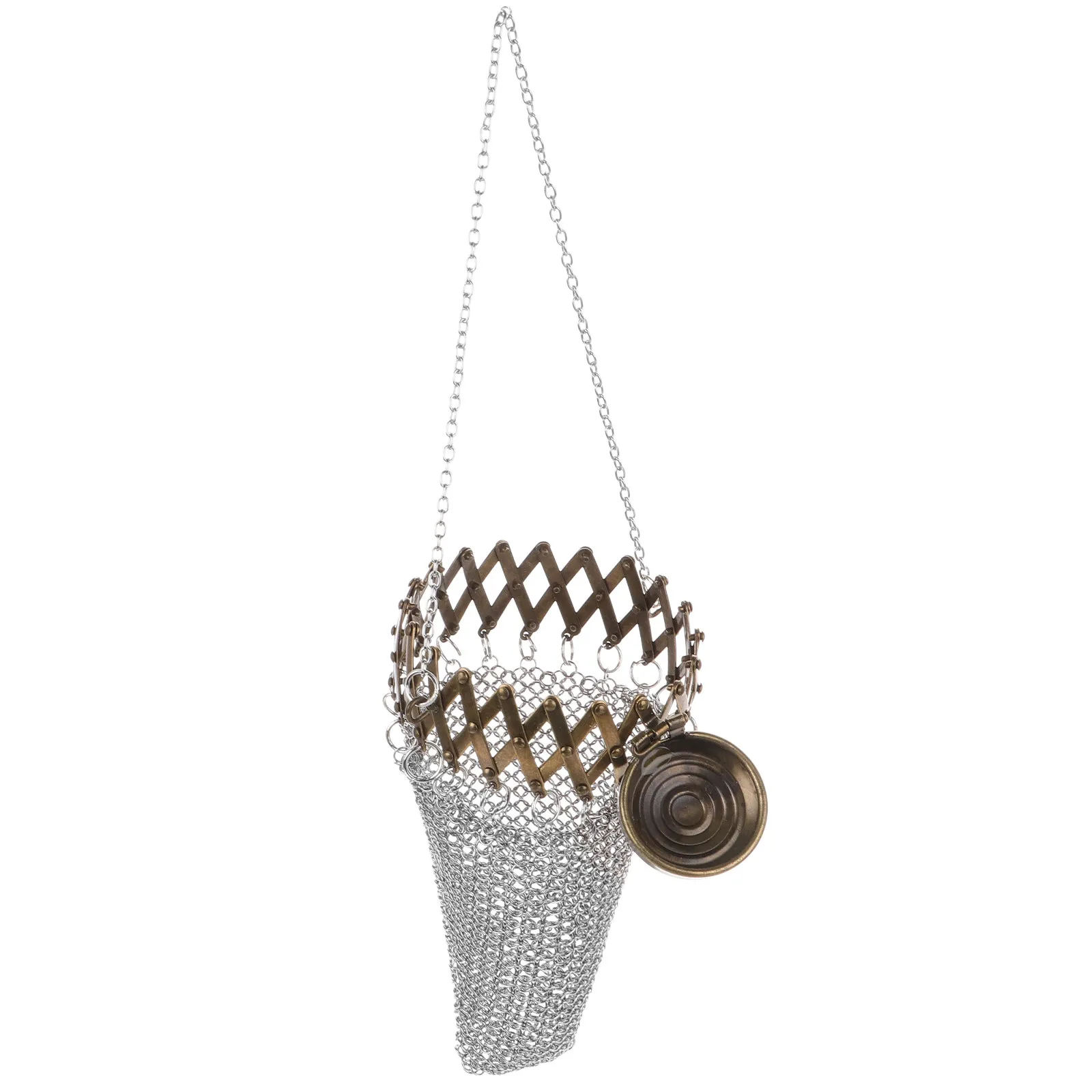 

Vintage 1920S English Coin Purse Handmade Metal Mesh Small Hanging Coin Pouch Lightweight Portable Small Bag for Travel
