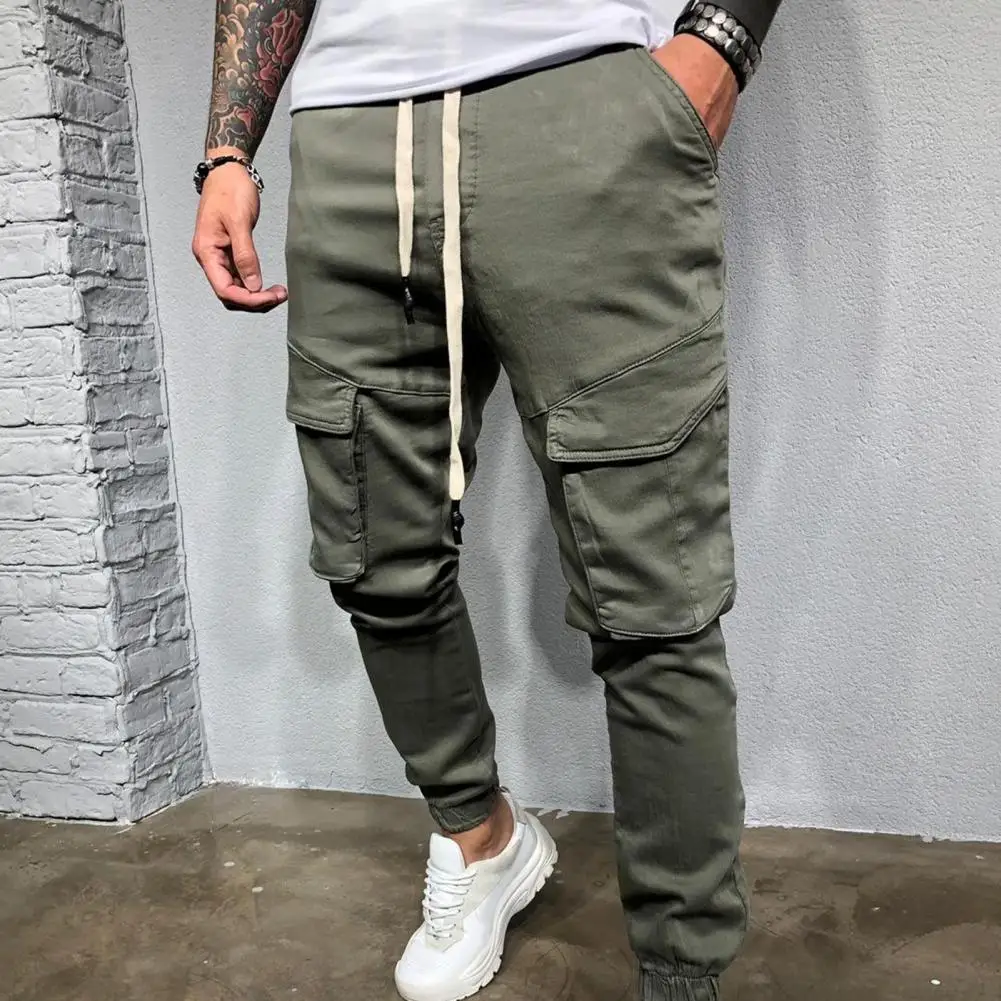 

Autumn spring summer casual pants male big size 3XL Multi Pocket Jeans oversize Pants overalls elastic waist pants plus size men