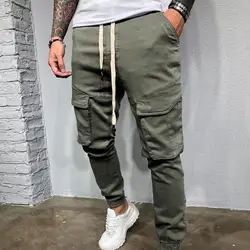 Autumn spring summer casual pants male big size 3XL Multi Pocket Jeans oversize Pants overalls elastic waist pants plus size men