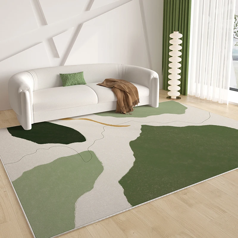 Tapis de style français vert pour salon, tapis de décoration pour chambre à coucher, tapis non ald, zone lea, tapis de sol courts pour la maison