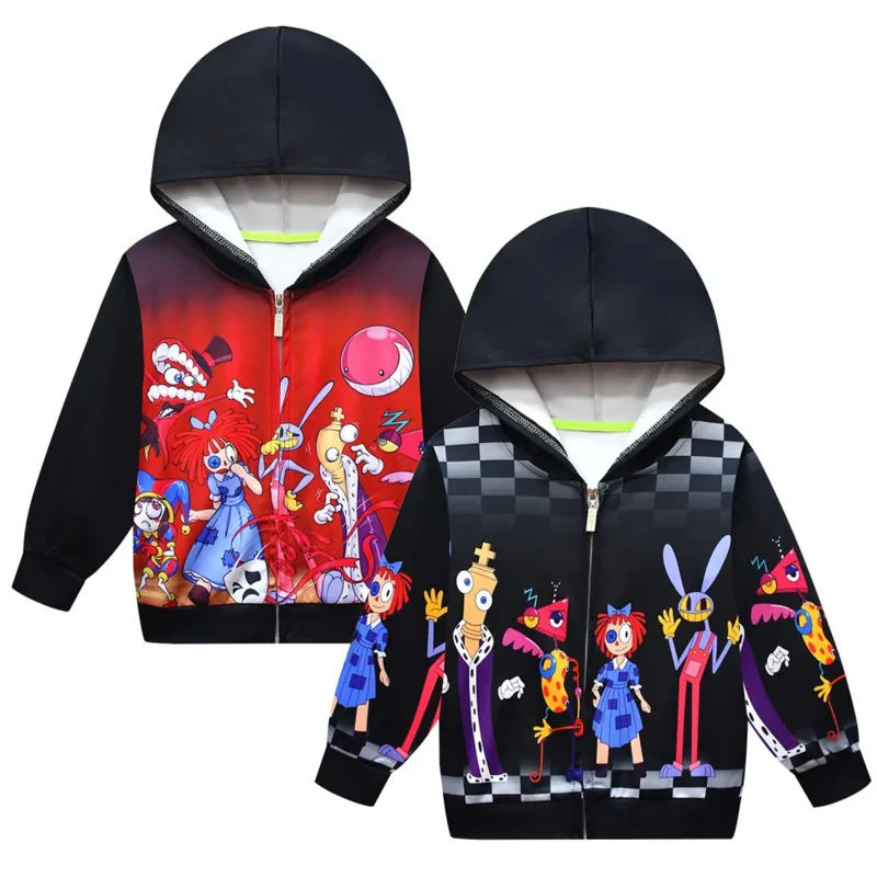 

Kids Digital Circus Zipper Hoodie Pomni Jax Ragatha Printing Jacket Girls Boys Hoodies Cartoon Carnival Birthday Gift for Child