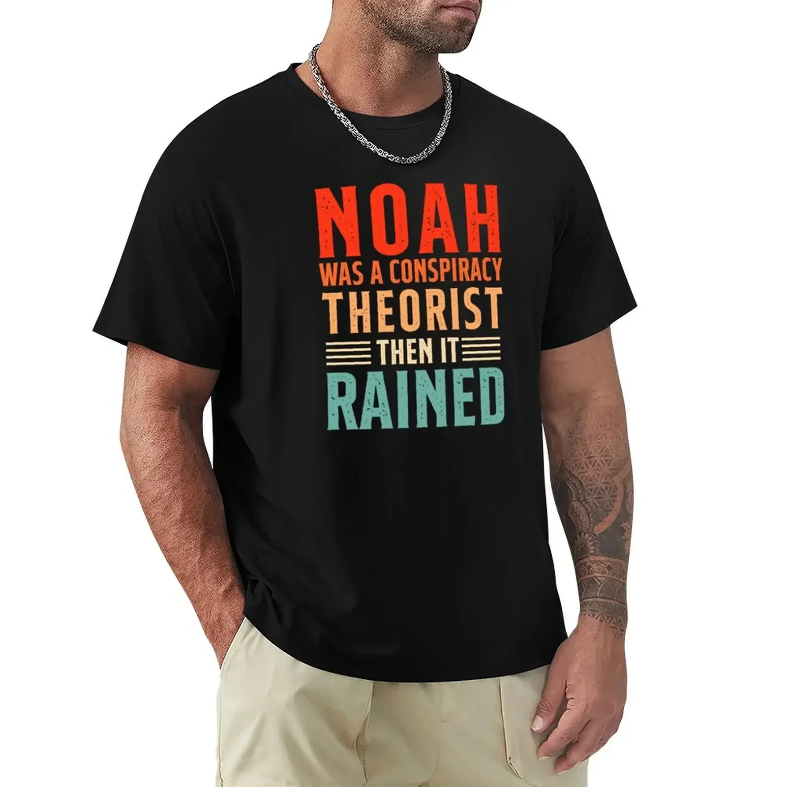 oversizeds graphics t shirts for men noah was a  theorist then it rained vintage T-Shirt  COTTON  t shirt for men