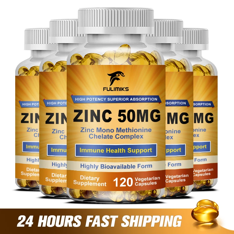 Zinc 50mg - Zinc Picolinate Immune Health Support Supplement 120 Veggie Capsules for Adults and Kids Vitamin, Ultra Absorbable