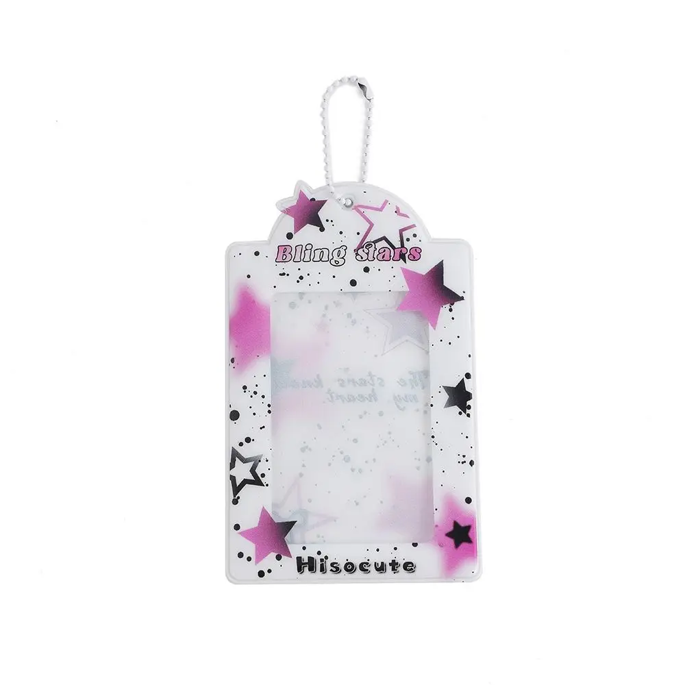 Cute Star Y2K Photocard Holder Keyring Hanging Card Protector Sleeve 3 Inch Transparent Photo Card Cover Idol Cards