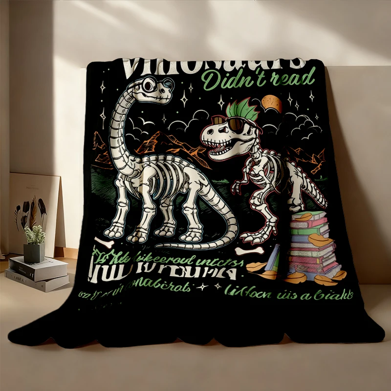 Dinosaurs Didn't Read Warm Blanket, Retro Teacher Librarian Soft Blanket, Funny Reader Book Comfy
