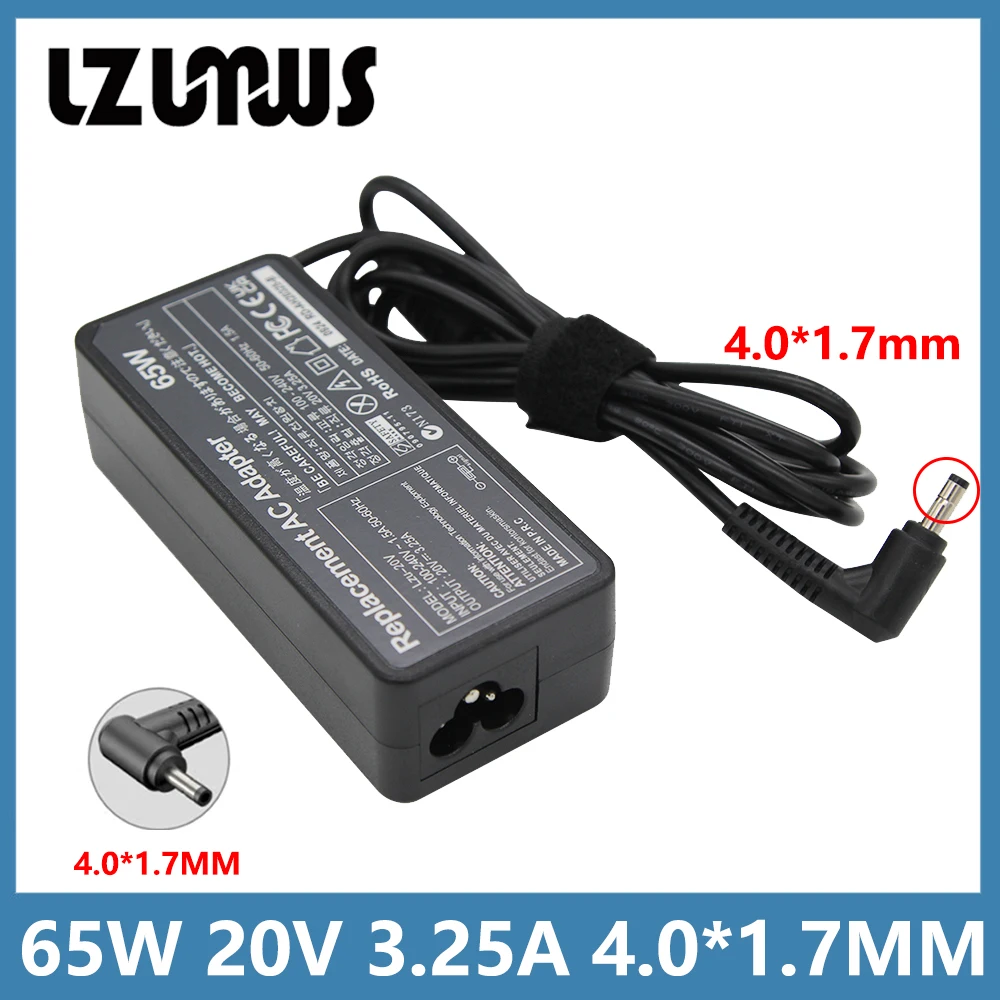 20V 3.25A 65W 4.0*1.7mm AC Laptop Charger For Lenovo IdeaPad 330s 320 100-15 B50-10 YOGA 710 510-14ISK Redmibook 14 13 Adapter