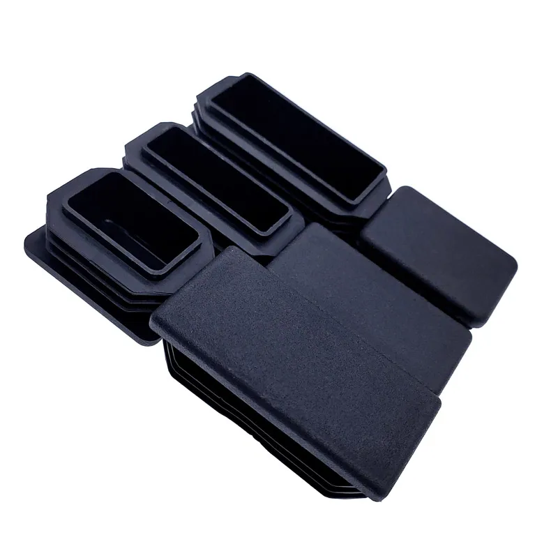 Plastic Black Steel Rectangular pipe plug Furniture Leg plug Anti Slip Feet Protector Pad Plastic square tube cap plug