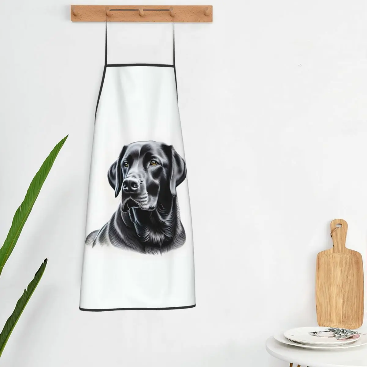 Black Labrador Retriever Aprons Chef Cooking Baking Tablier Bib Kitchen Cleaning Pinafore for Women Men Gardening
