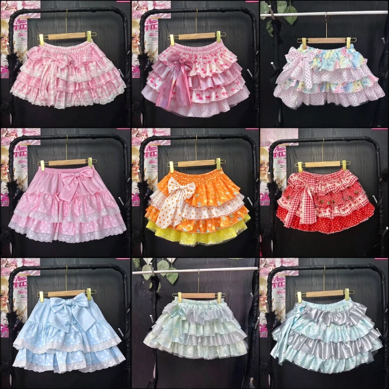 Sweet Kawaii Polka Dot Bow Mini Skirts Women Y2k Aesthetic Patchwork Slim Skirt Y2k Harajuku Ruffled Printing ​Fairy Faldas New