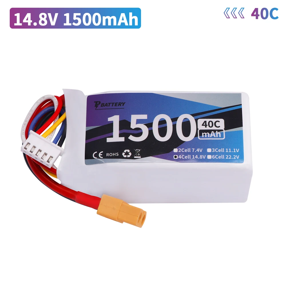Aggiornamento 14.8V 1500MAH 45C Per RC Auto Quadcopter Elicottero Barca Droni Pezzi di Ricambio 14.8V Batteria Con T/XT30/XT60/JST Spina