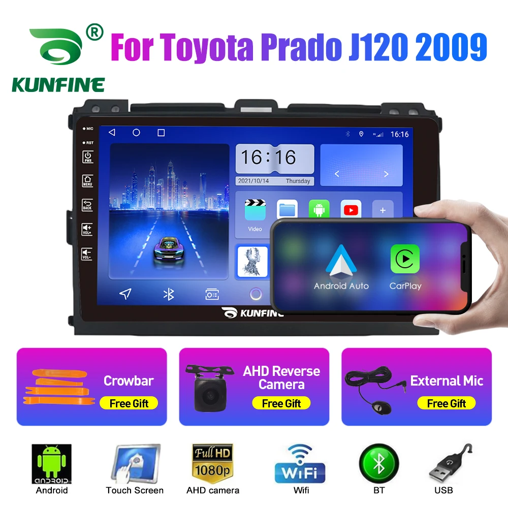 2Din Android Car Radio For Toyota Prado J120 2009 Multimedia Video Player GPS Navigation Stereo Audio Head Unit Carplay 4G Wifi