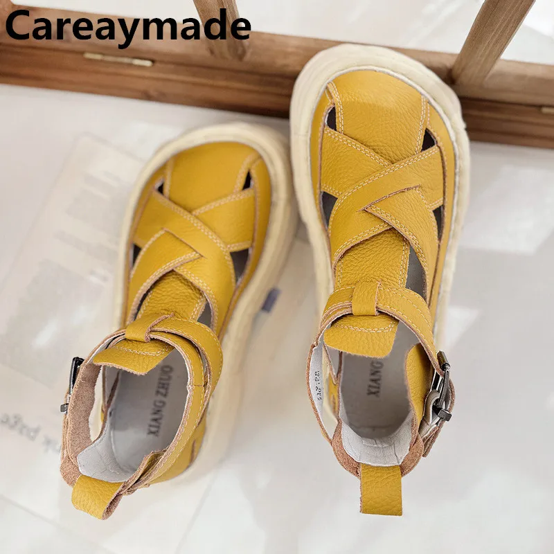 Careaymade-Literarischen stil herbst neue spitze up frauen stiefel hübschen stiefel college stil dicken boden muffin runde kopf stiefel