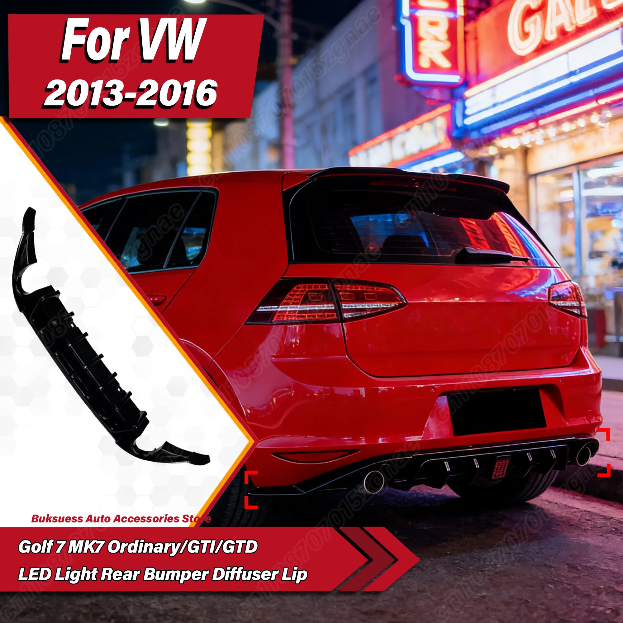

Для VW Golf 7 MK7 Standard / GTI / GTD 2013-2016: Комплект для модификации заднего бампера — диффузор-сплиттер в стиле Blade