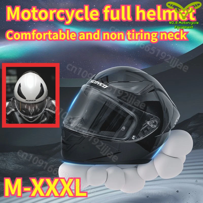 SCOYCO 3C Certified Motorcycle Full Face Helmet ABS Lightweight Four Seasons Safety Helmet for Men Women