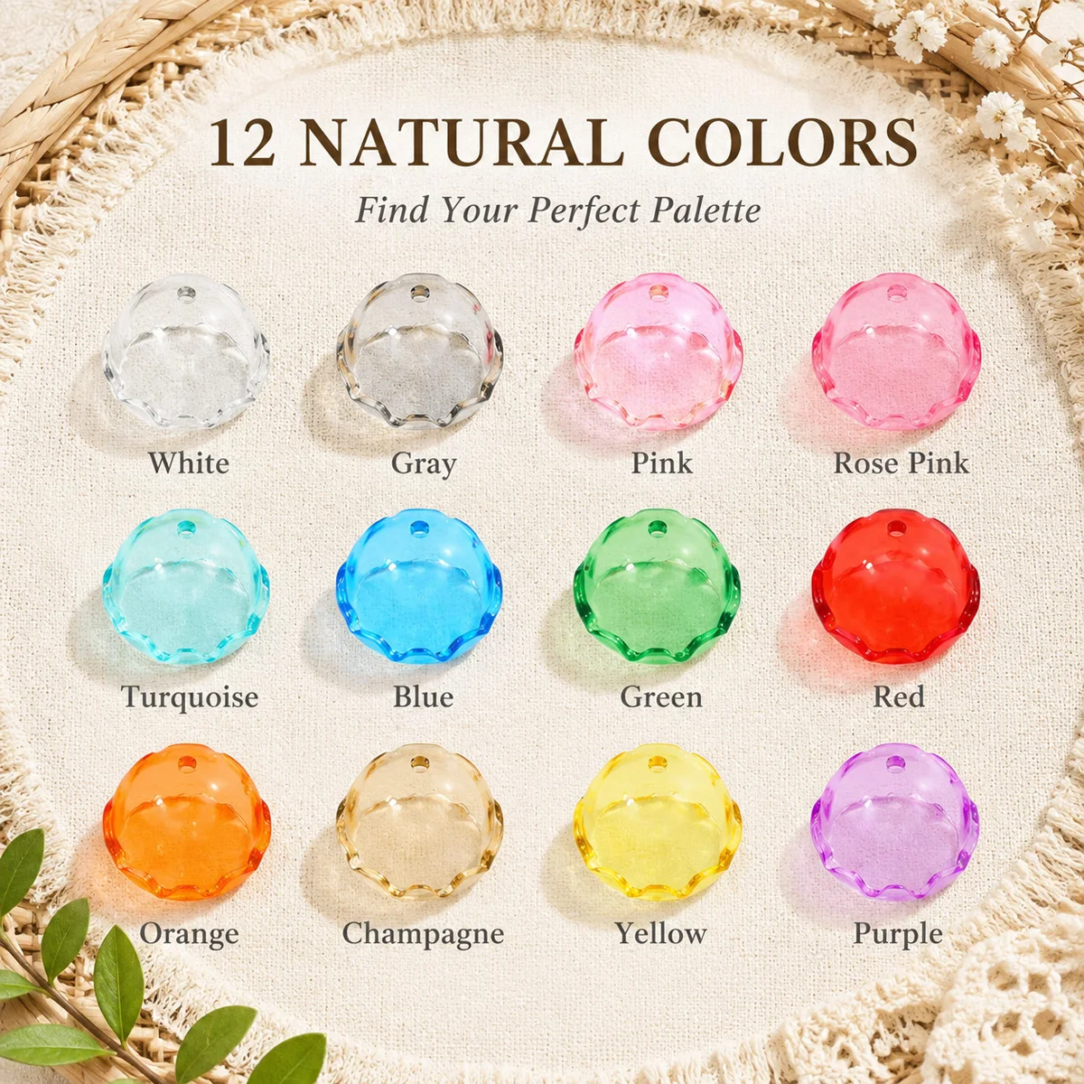 22mm Clear Acrylic Wind Chimes Multicolored Handmade DIY Jewelry-Making Bracelet Necklace Decorative Accessories