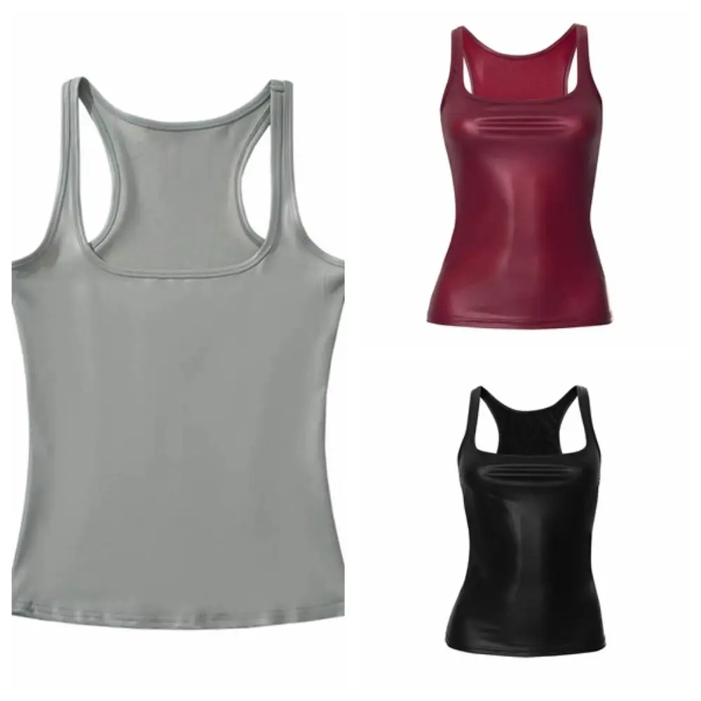 スクエアネック Jeongyeon スリムクロップトップボトリングシャツ夏の女の子のベストトップスウィートスパイスガールズスタイル光沢のあるセンセーションキャミソール