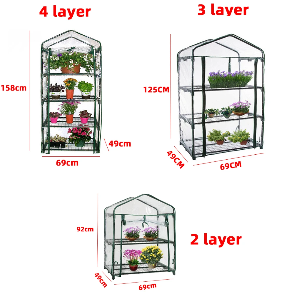 Mini Greenhouse for Indoor Outdoor Small Plant Greenhouses 2/3/4Tier Rack Stands, Portable Heavy Duty Garden Green House